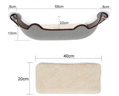 Hamak na okno dla kota – przyssawki, dwustronny, nośność 7,5 kg