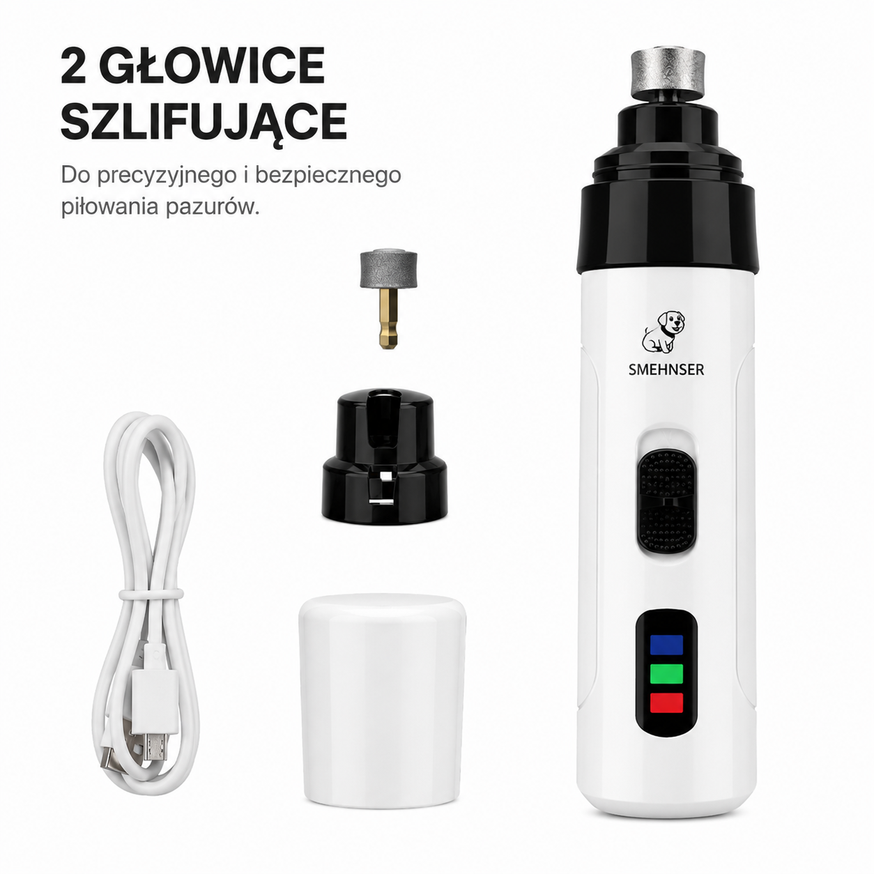 Elektryczna szlifierka do pazurów dla psa i kota – cicha, USB